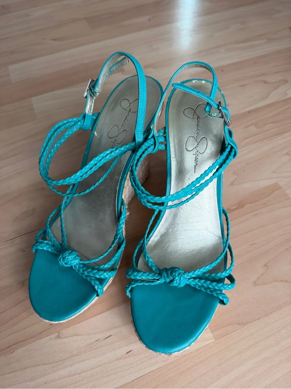 Jessica Simpson - Turquoise Braided Espadrille Wedge Sandals